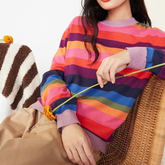 Kule The Holly Sweater in Rainbow Stripe - Picture 1 of 6